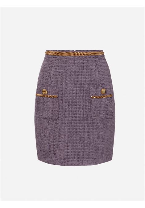 Minigonna in tweed con catena Elisabetta Franchi ELISABETTA FRANCHI | Gonne | GO04937E2BI3